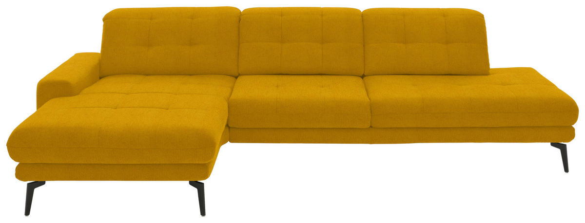 ECKSOFA in Flachgewebe Currygelb  - Currygelb/Schwarz, Design, Textil/Metall (190/309cm) - Beldomo Style