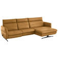ECKSOFA in Echtleder Currygelb  300/157 cm  - Currygelb/Schwarz, Design, Leder/Metall (300/157cm) - Dieter Knoll