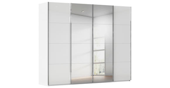 SCHWEBETÜRENSCHRANK  in Weiß  - Chromfarben/Weiß, Design, Glas/Holzwerkstoff (271/235/68cm) - Novel