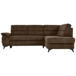 ECKSOFA in Lederlook Braun  - Schwarz/Braun, KONVENTIONELL, Textil/Metall (257/194cm) - Cantus
