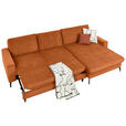 ECKSOFA in Cord Terracotta  - Terracotta/Schwarz, Design, Textil/Metall (302/180cm) - Venda