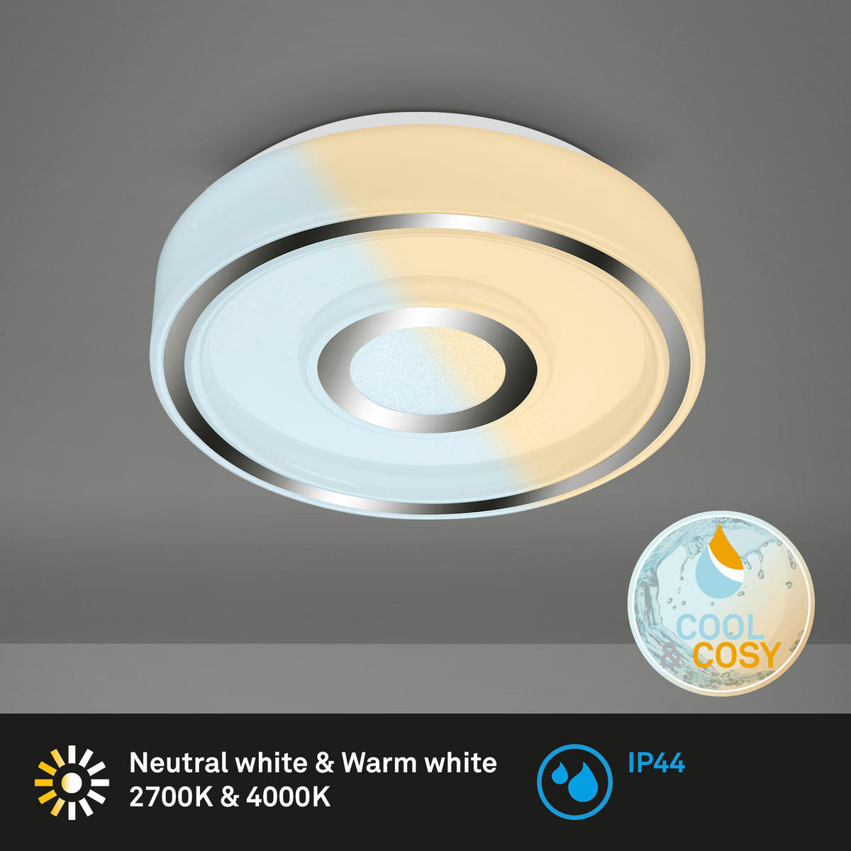 LED-BADEZIMMER-DECKENLEUCHTE - Chromfarben, Basics, Kunststoff/Metall (41/6cm)