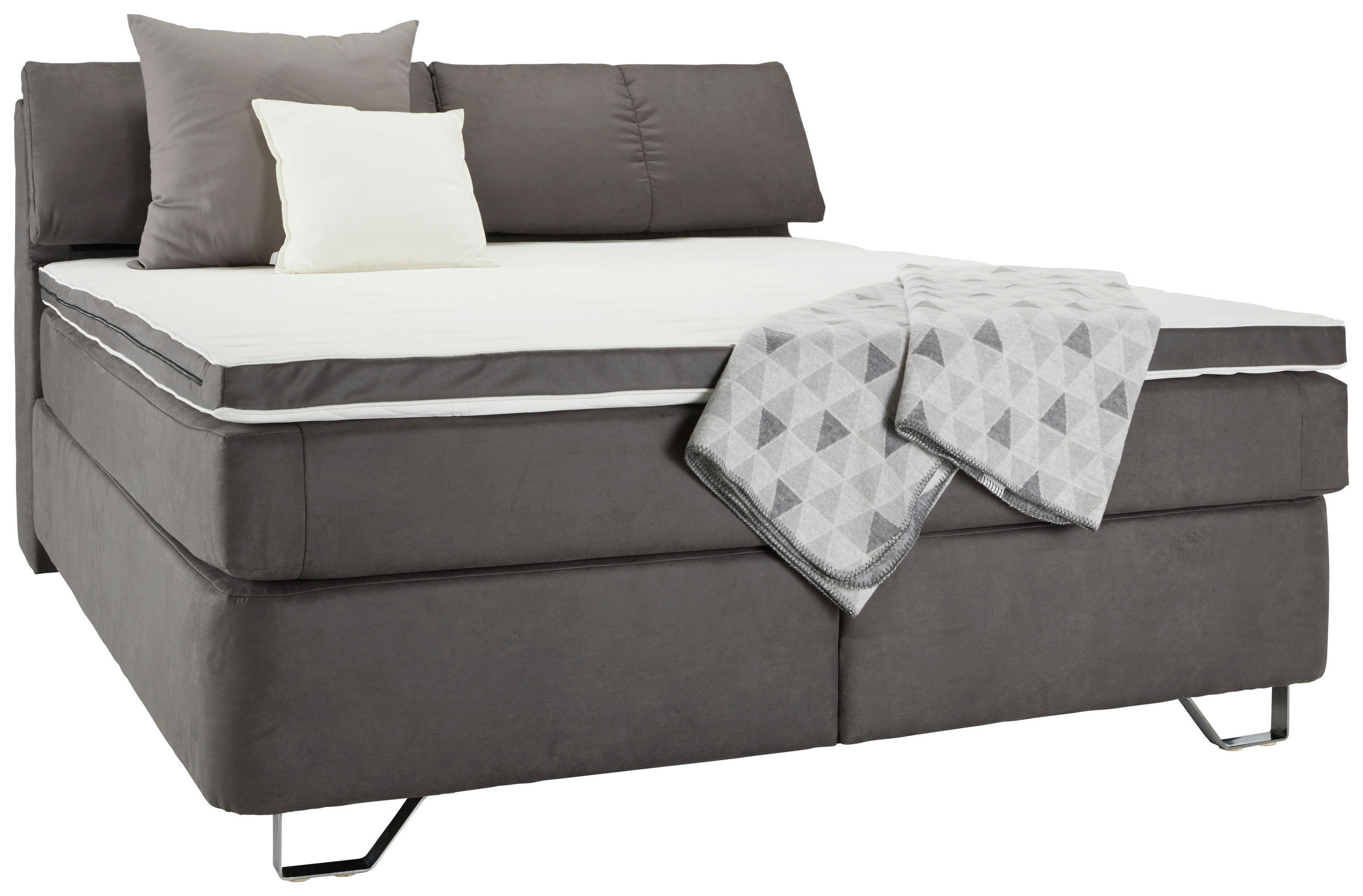 BOXSPRING KREVET 180/200 cm antracit - boja aluminijuma/antracit, Konvencionalno, karton/tekstil (180/200cm) - Venda