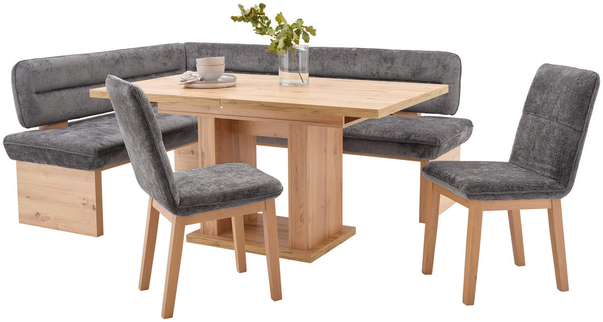 ECKBANK 170/212 cm Webstoff Anthrazit Eiche Sperrholz   - Eichefarben/Anthrazit, KONVENTIONELL, Holz/Textil (170/212cm) - James Wood