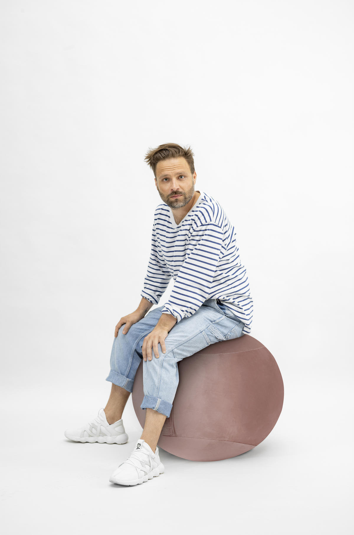 SITZBALL Samt Uni Grau 145 L  - Altrosa/Grau, Basics, Textil (65cm)