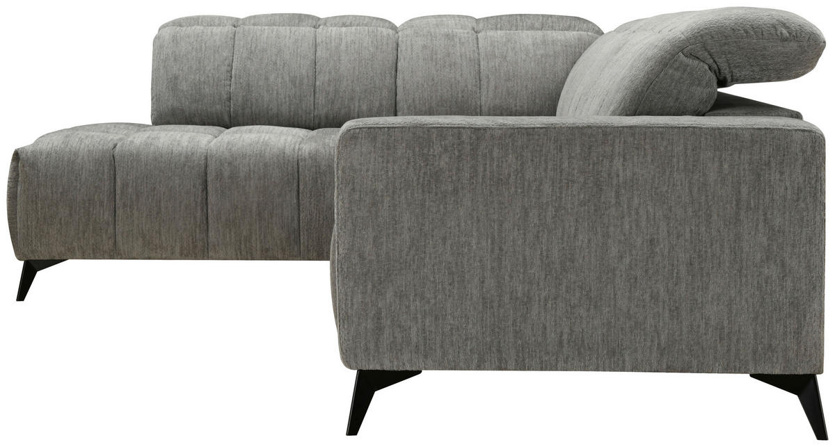 SEDEŽNA GARNITURA, šenilja temno siva  - temno siva/črna, Design, kovina/tekstil (214/293cm) - Xora