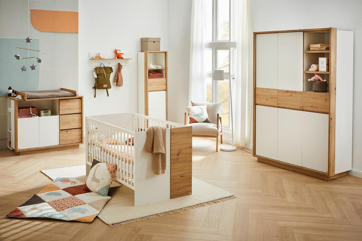 HIGHBOARD Conny  in 140/121/50 cm  - Weiß/Eiche Artisan, Basics, Holzwerkstoff (140/121/50cm) - Jimmylee