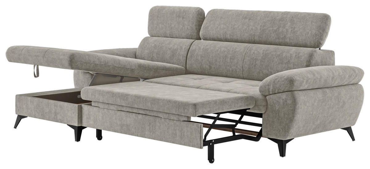 ECKSOFA Schlammfarben  - Schlammfarben/Schwarz, Textil/Metall (166/261cm) - MID.YOU
