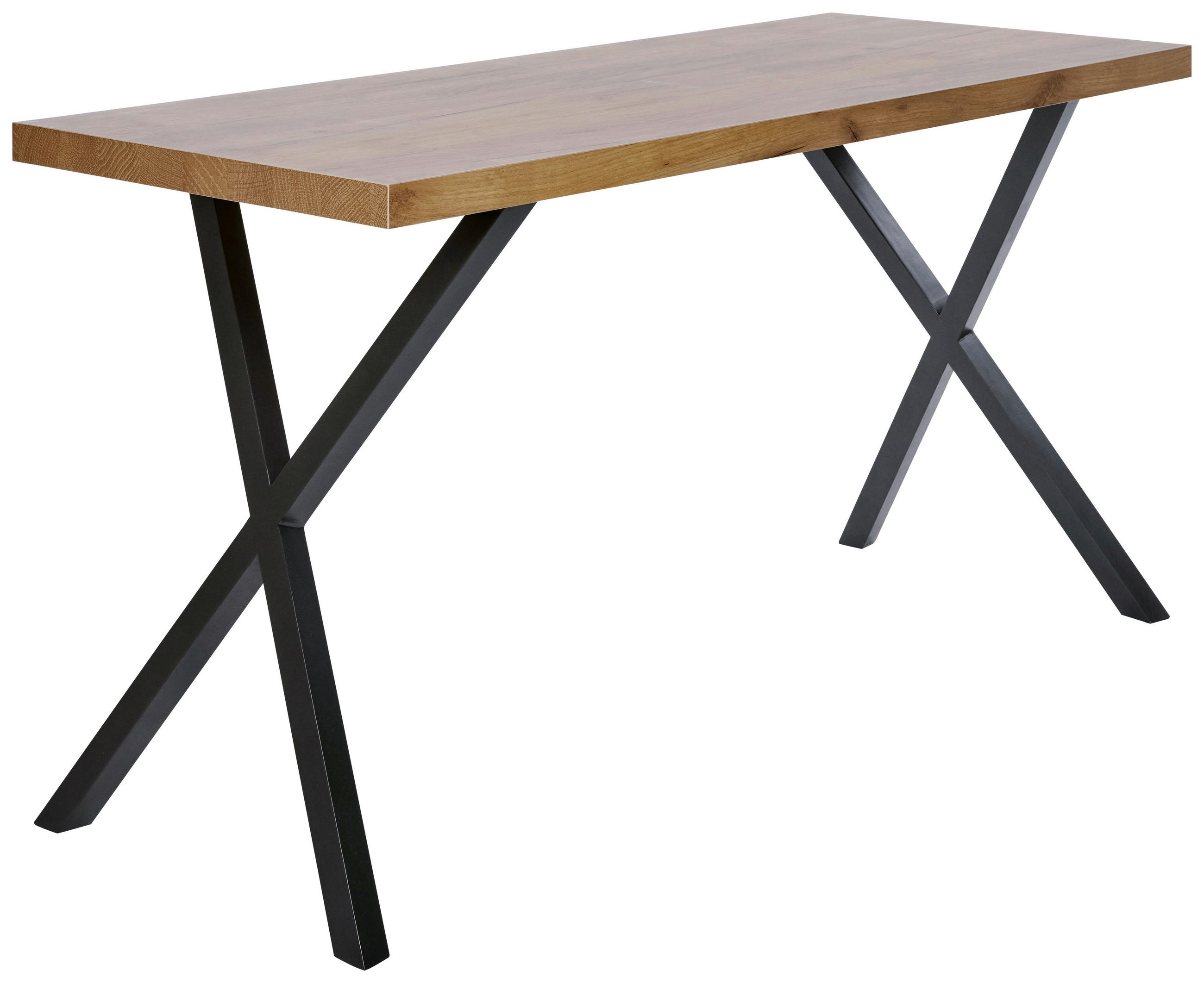 SCHREIBTISCH 140/60/74 cm  in Eichefarben  - Eichefarben/Schwarz, MODERN, Holzwerkstoff/Metall (140/60/74cm)