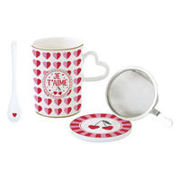 POHÁR  - pink/világos rózsaszín, Basics, fém/kerámia (0.35l)