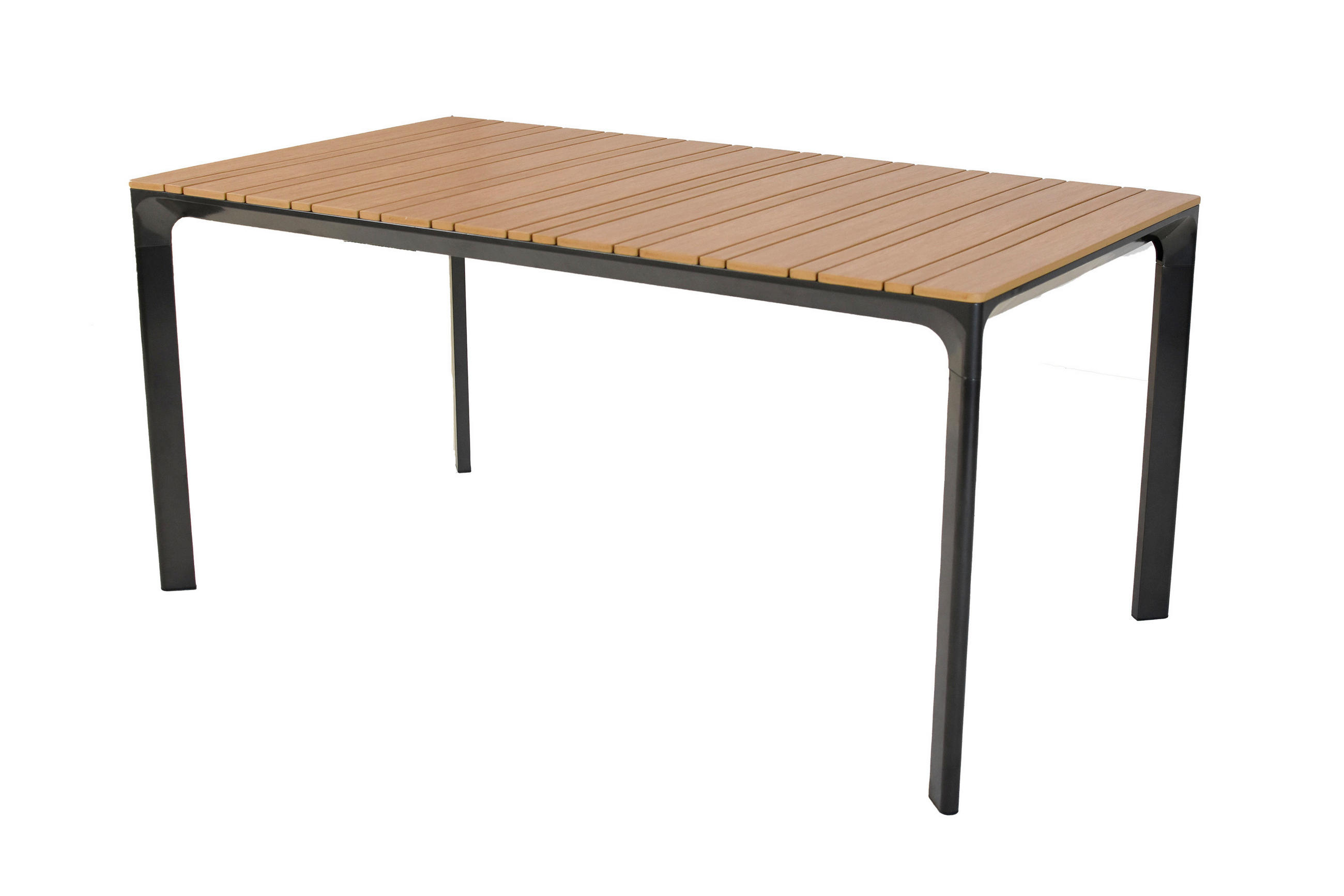 GARTENTISCH Metall, Kunststoff Graphitfarben, Naturfarben rechteckig  - Graphitfarben/Naturfarben, KONVENTIONELL, Kunststoff/Metall (156/90/75cm) - Gardenson