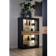 HIGHBOARD Grau, Schwarz, Eichefarben 90/134/37 cm - Eichefarben/Anthrazit, Design, Glas/Holzwerkstoff (90/134/37cm) - Novel