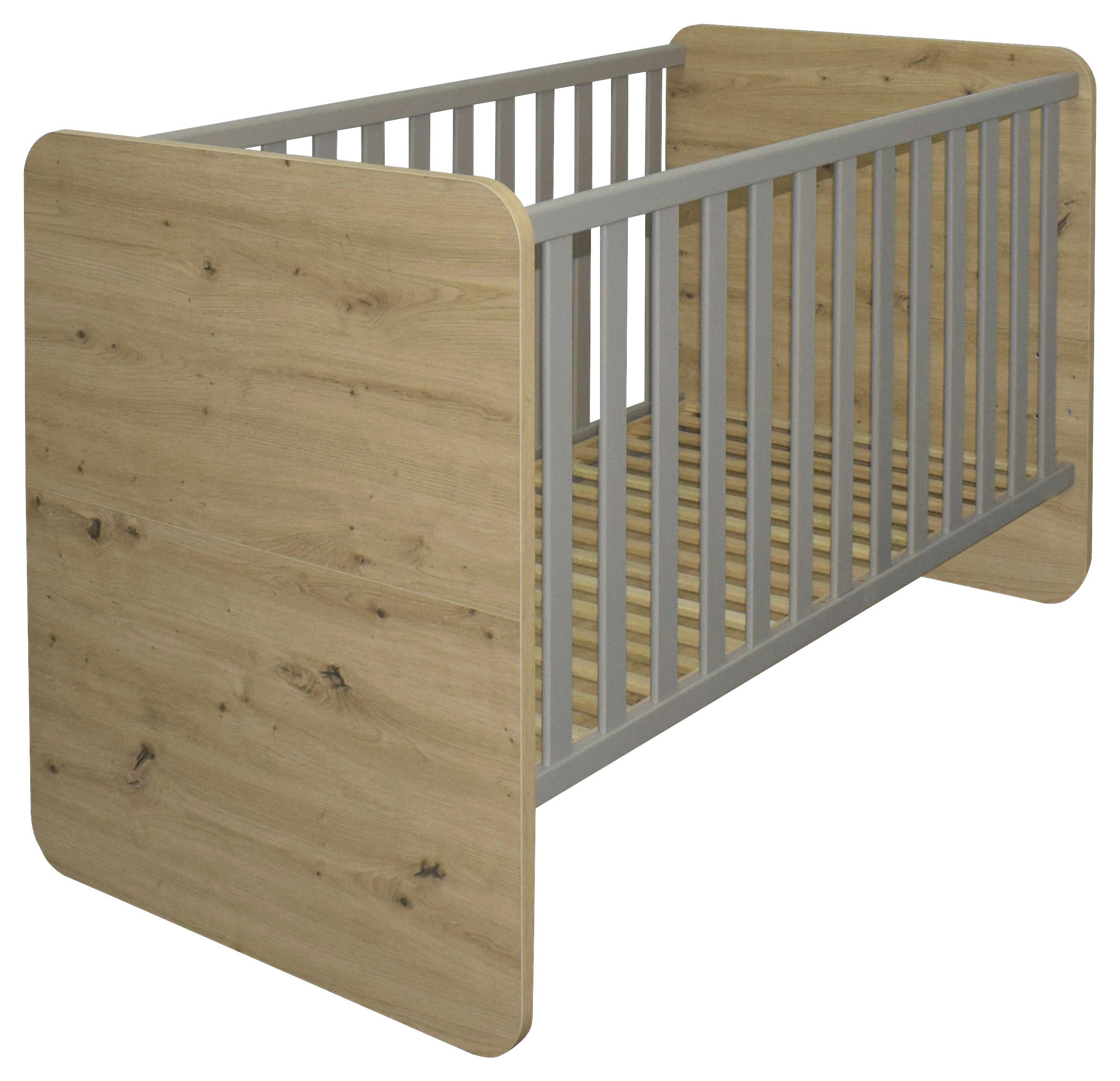 GITTERBETT Lilly    - Eiche Artisan/Grau, Basics, Holzwerkstoff (78/93/144cm)