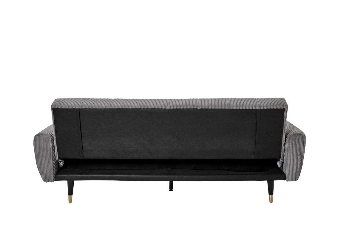 SCHLAFSOFA Cord Grau  - Goldfarben/Schwarz, MODERN, Holz/Textil (213/83/83cm) - Livetastic