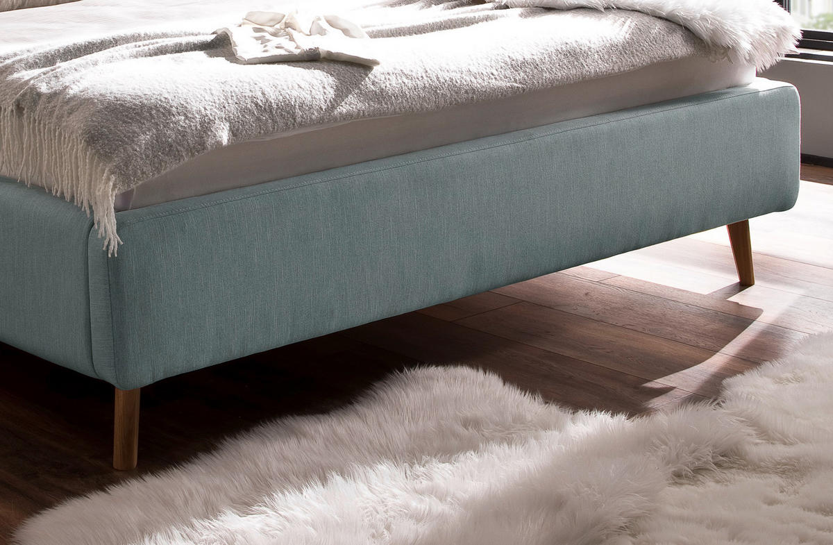 POLSTERBETT 160/200 cm  in Blau  - Blau/Eichefarben, Konventionell, Holz/Textil (160/200cm) - Boxxx