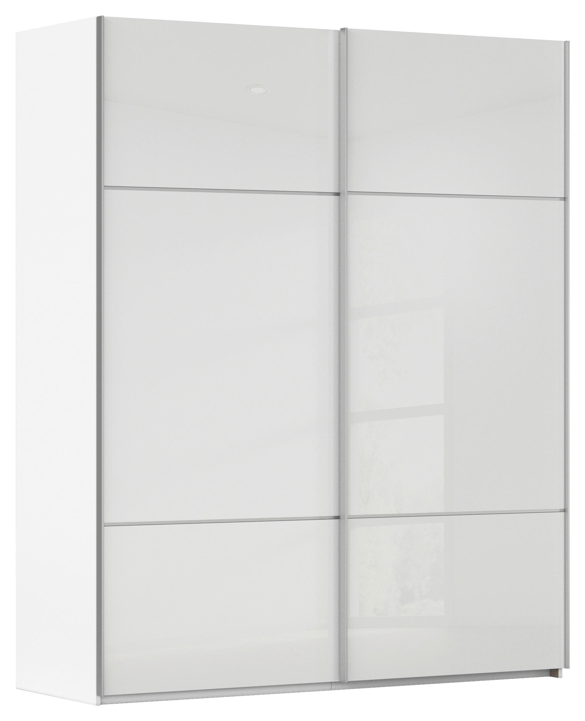 SCHWEBETÜRENSCHRANK 181/223/67 cm 2-türig Weiß - Alufarben/Weiß, KONVENTIONELL, Glas/Holzwerkstoff (181/223/67cm) - Novel