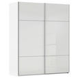SCHWEBETÜRENSCHRANK 201/223/67 cm 2-türig Weiß  - Alufarben/Weiß, KONVENTIONELL, Glas/Holzwerkstoff (201/223/67cm) - Novel
