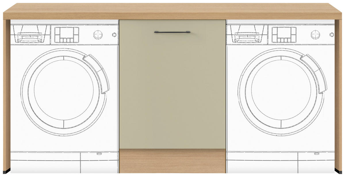HAUSWIRTSCHAFTSRAUM  in Eichefarben, Salbeigrün  - Eichefarben/Salbeigrün, Basics, Holzwerkstoff (188,2cm) - Impuls