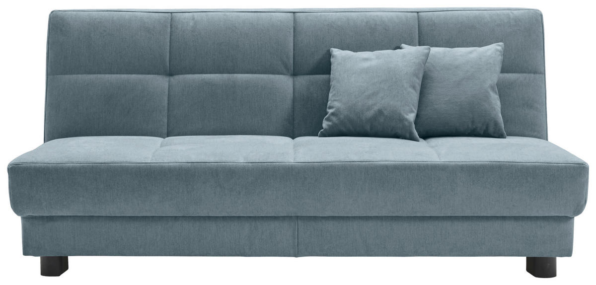 SCHLAFSOFA Mikrovelours Hellblau  - Schwarz/Hellblau, KONVENTIONELL, Textil/Metall (185/85/100cm) - Carryhome