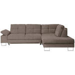 ECKSOFA in Flachgewebe Braun  - Braun, Design, Textil/Metall (296/229cm) - Novel