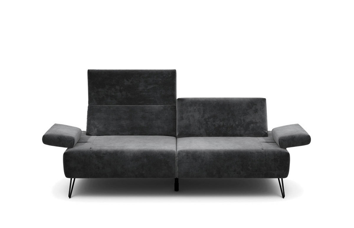 2,5-SITZER Samt Anthrazit  - Anthrazit/Schwarz, Design, Textil/Metall (204-234/85/86-94cm) - SENSOO