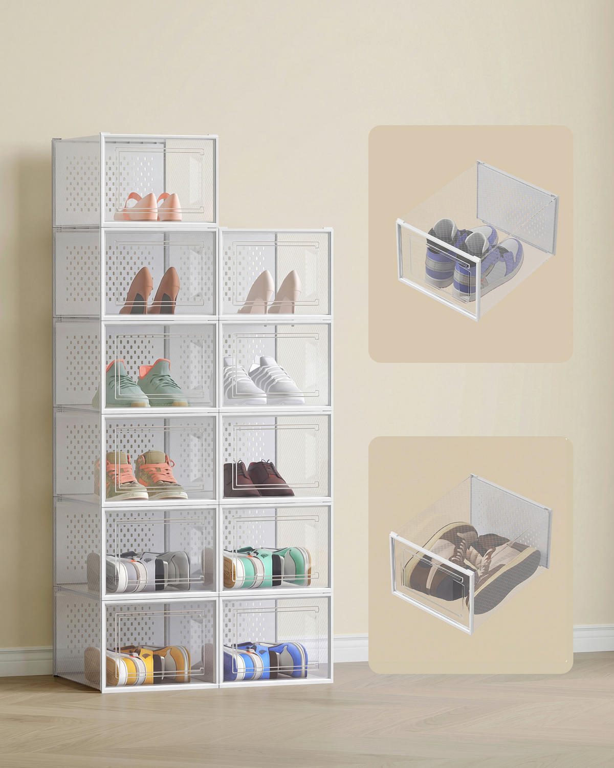 SCHUHBOX 33,3/19/25,2 cm  - Transparent/Weiß, Trend, Kunststoff (33,3/19/25,2cm) - Boxxx