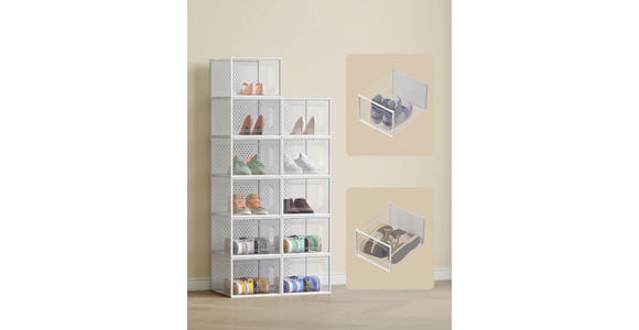 SCHUHBOX - Transparent/Weiß, Trend, Kunststoff (33,3/19/25,2cm) - Boxxx