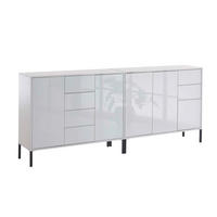 SIDEBOARD Mailand Set 13 + MF  in 211/86/33 cm  - Weiß Hochglanz/Anthrazit, MODERN, Holzwerkstoff/Metall (211/86/33cm) - MID.YOU