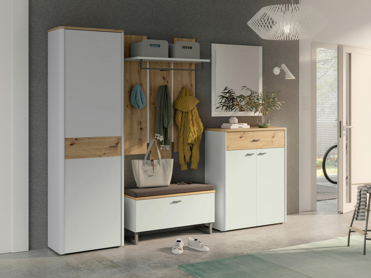 GARDEROBNA OMARA siva, hrast artisan - siva/barve aluminija, Design, umetna masa/leseni material (63,5/202,5/35,1cm) - Carryhome