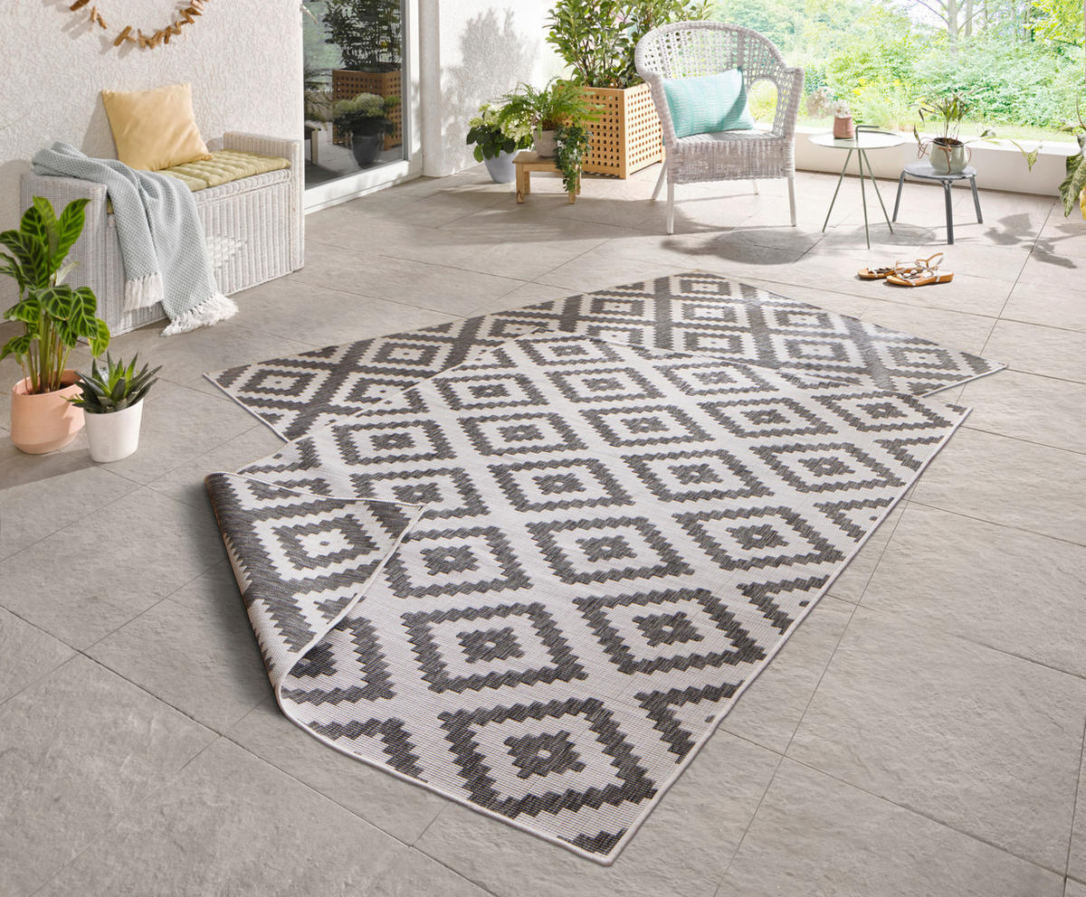 OUTDOORTEPPICH 80/150 cm Twin Creme, Grau  - Creme/Grau, Basics, Kunststoff (80/150cm)