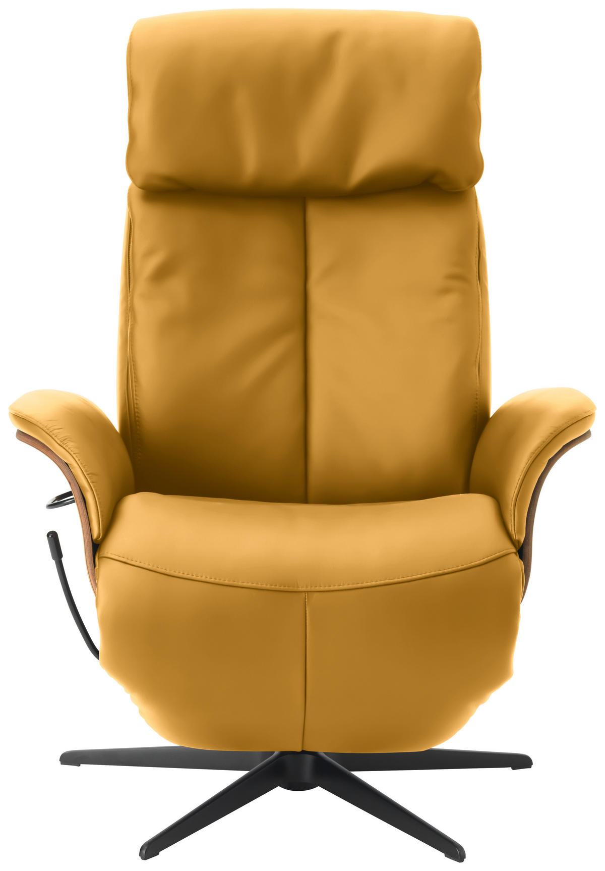 RELAXSESSEL in Leder Gelb  - Gelb/Nussbaumfarben, Design, Leder/Holz (78/104-113/84cm) - Welnova