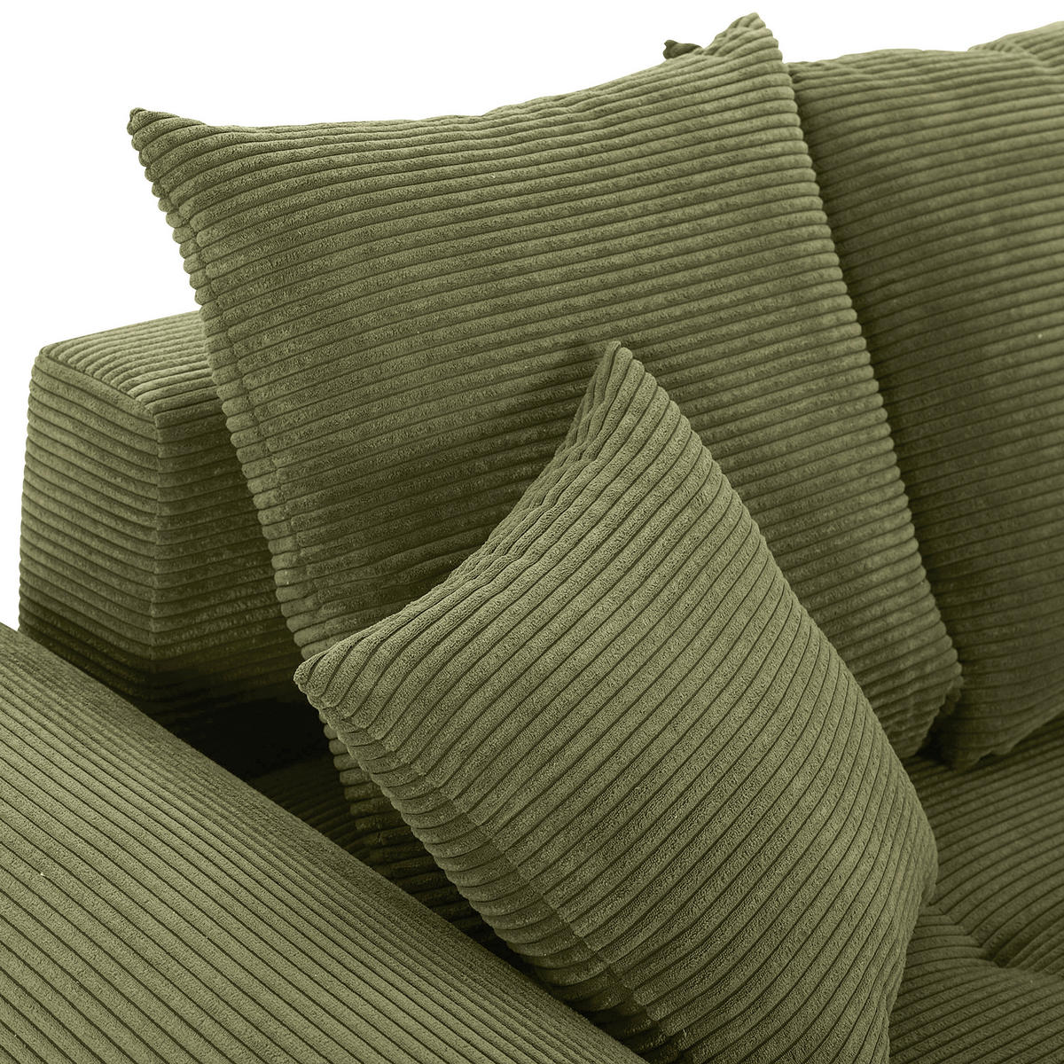 BIGSOFA  in Cord Olivgrün  - Eichefarben/Olivgrün, KONVENTIONELL, Holz/Textil (270/72/109cm) - Carryhome