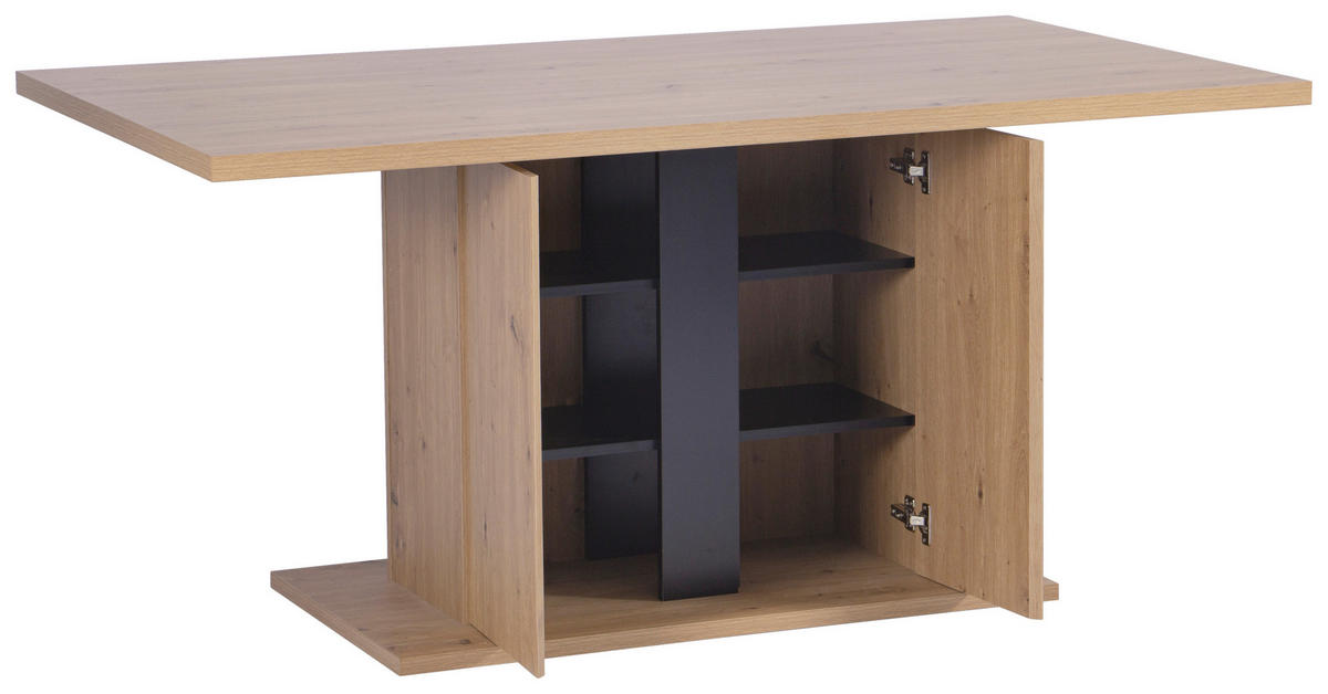 ESSTISCH 160/90/76 cm Nachbildung  Holzwerkstoff Stauraum rechteckig Schwarz, Eiche Artisan  - Schwarz/Eiche Artisan, MODERN, Holzwerkstoff (160/90/76cm) - Livetastic