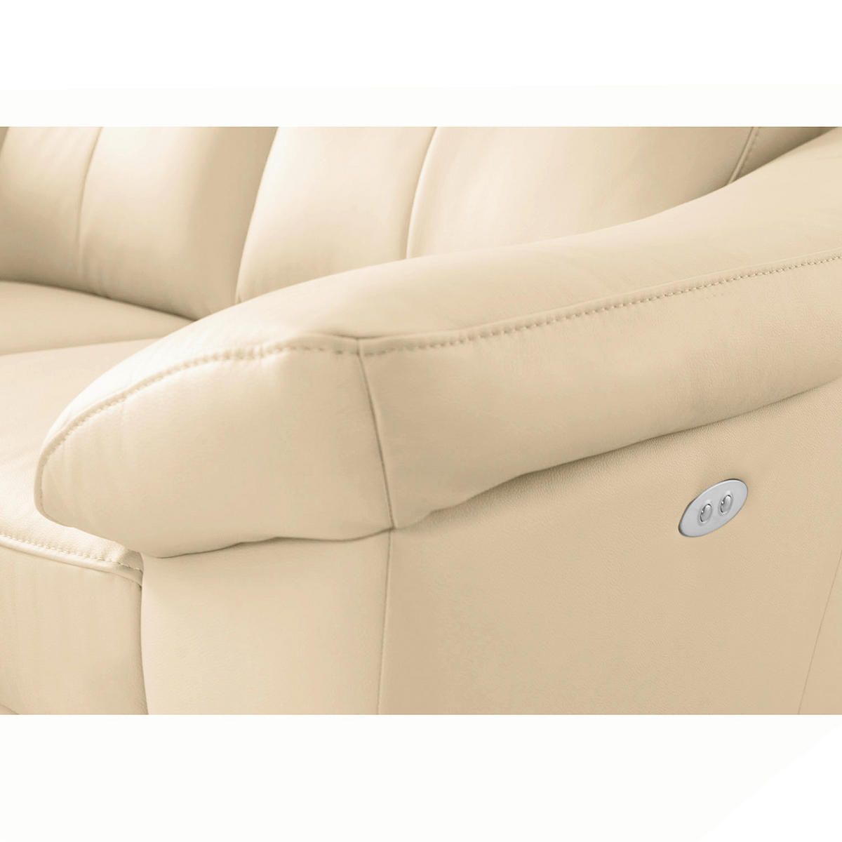 ECKSOFA Beige Echtleder Lederlook  - Chromfarben/Beige, Design, Leder/Textil (194/242cm) - Livetastic