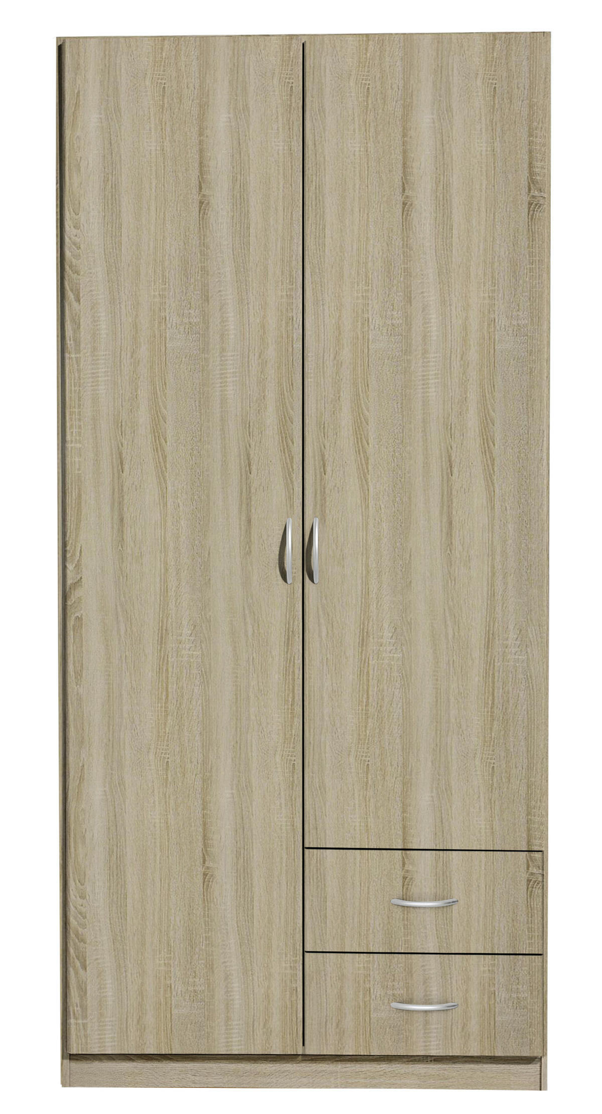 KLEIDERSCHRANK in Sonoma Eiche  - Silberfarben/Sonoma Eiche, Design, Holzwerkstoff/Kunststoff (91/197/54cm) - Boxxx