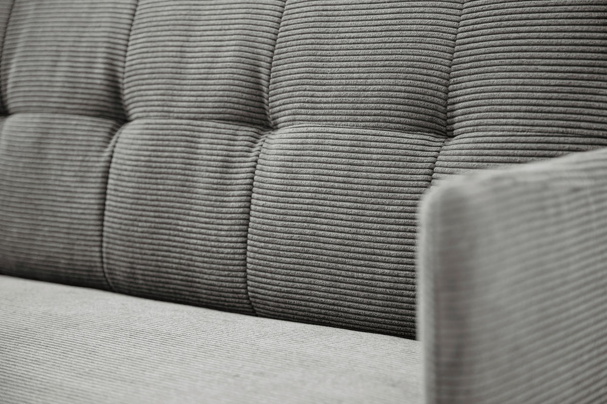 SITZBANK 206/85/69 cm Cord Grau Metall  - Schwarz/Grau, Design, Textil/Metall (206/85/69cm) - Johann Jakob