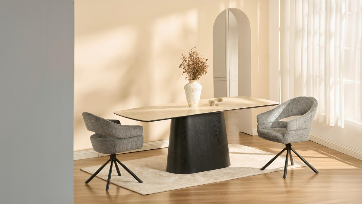 ARMLEHNSTUHL  Sitzfläche 360° drehbar Chenille  Grau  - Schwarz/Grau, MODERN, Holz/Textil (58/85/62cm) - Livetastic