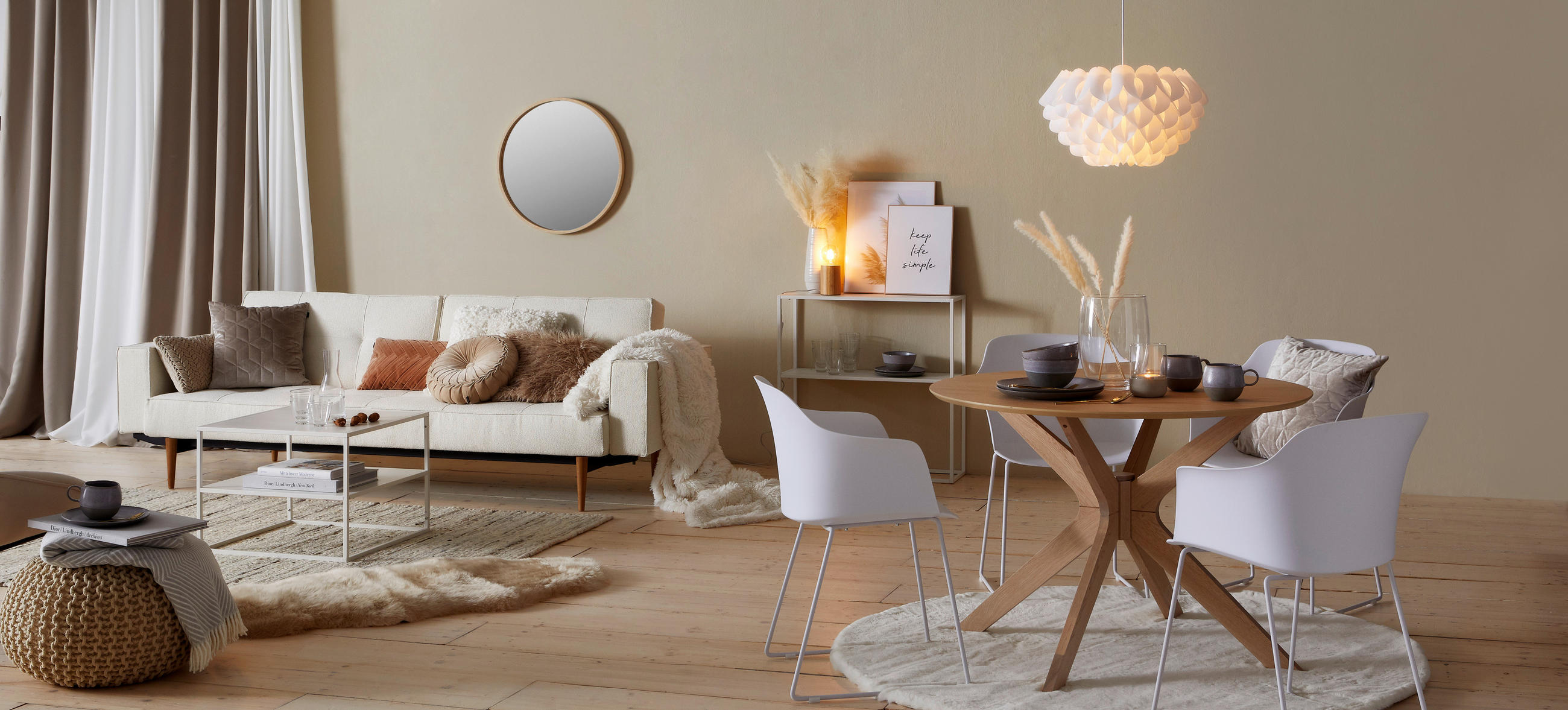 STENSKO OGLEDALO, 64,5/64,5/1,5 cm les, steklo - barve hrasta, Design, steklo/les (64,5/64,5/1,5cm) - Xora