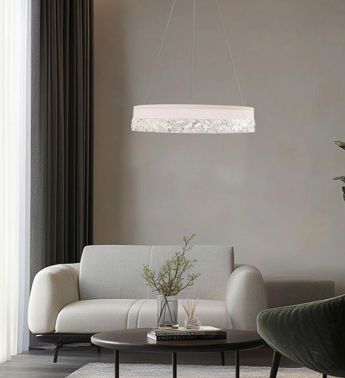 LED-PENDELLEUCHTE 50/50/120 cm  - Transparent/Weiß, Design, Kunststoff/Metall (50/50/120cm)