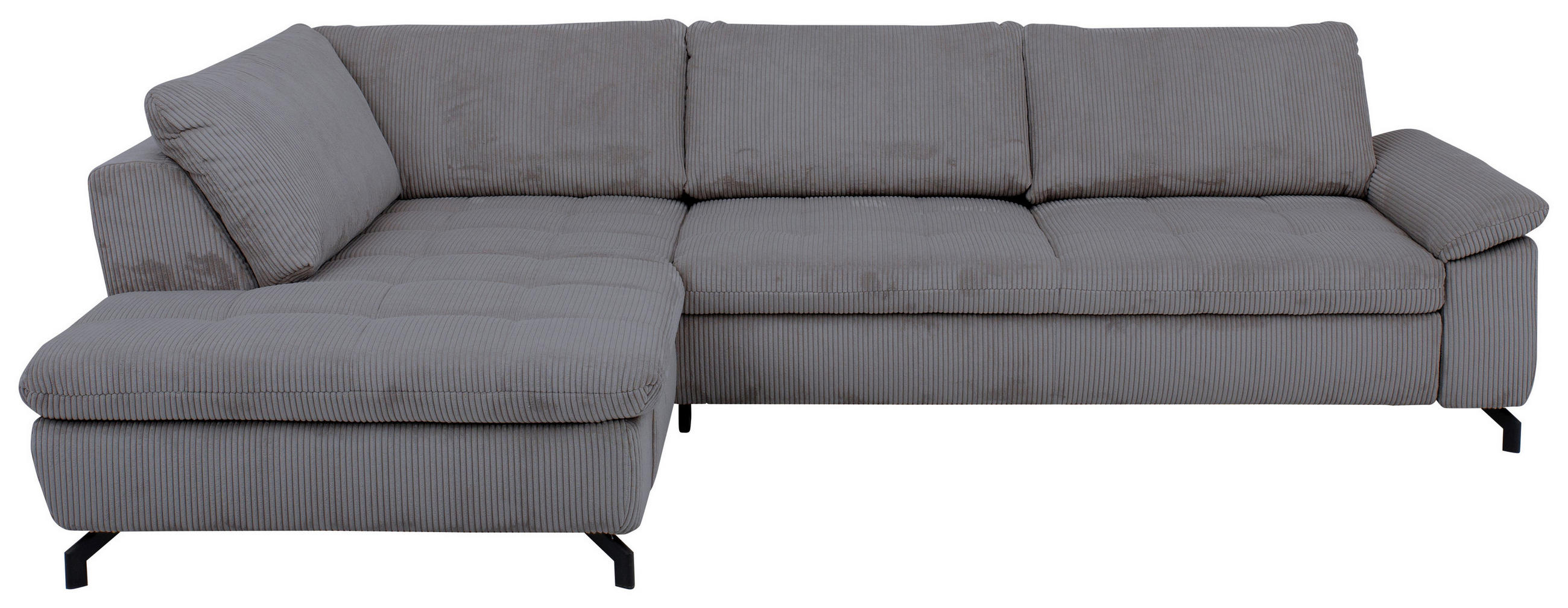 ECKSOFA in Cord, Velours Anthrazit  - Anthrazit/Schwarz, Design, Textil/Metall (197/291cm) - Beldomo Style