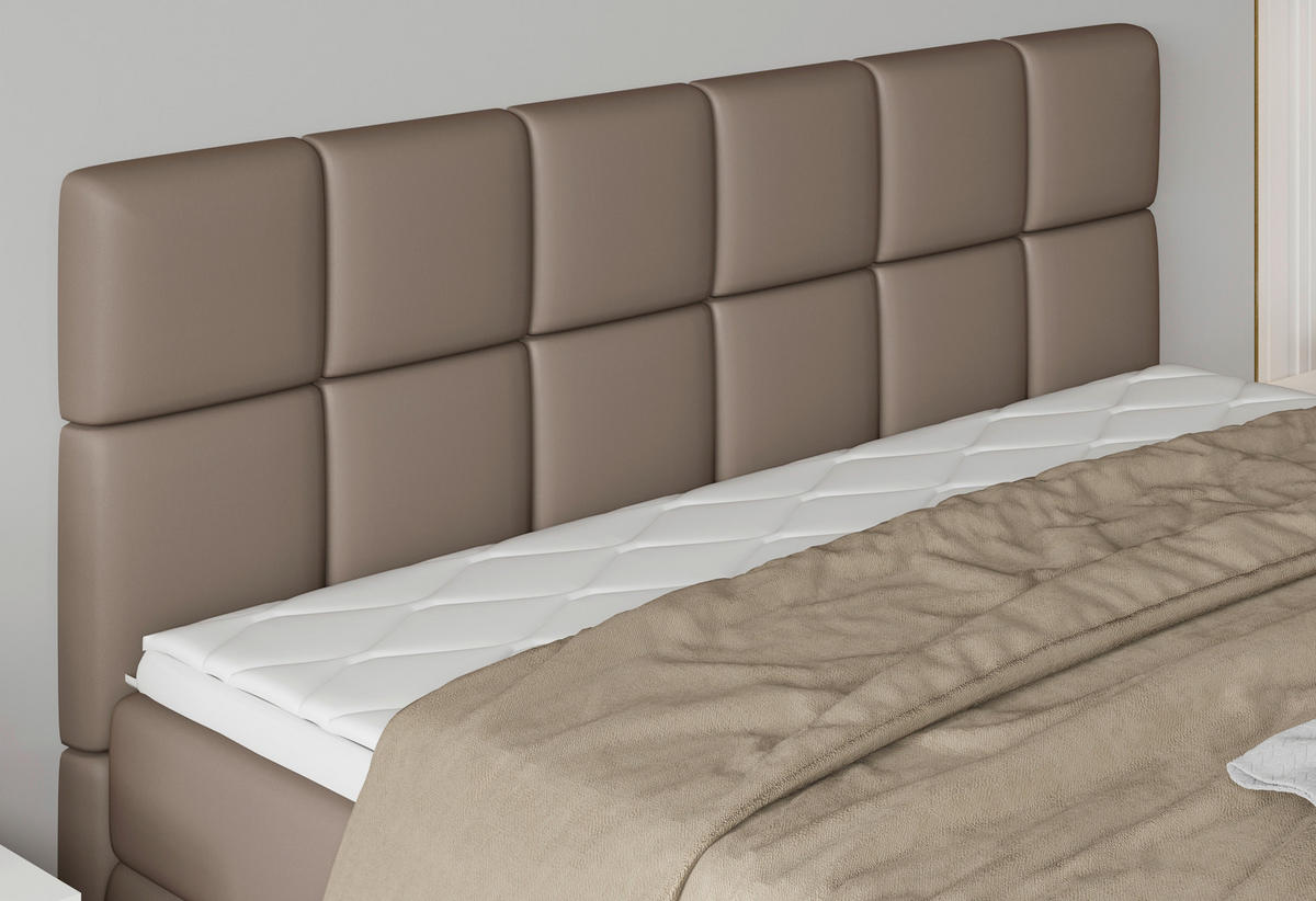 KONTINENTALSÄNG  i ljusbrun  - ljusbrun/svart, Modern, metall/trämaterial (180/200cm) - Vienna Royal Beds