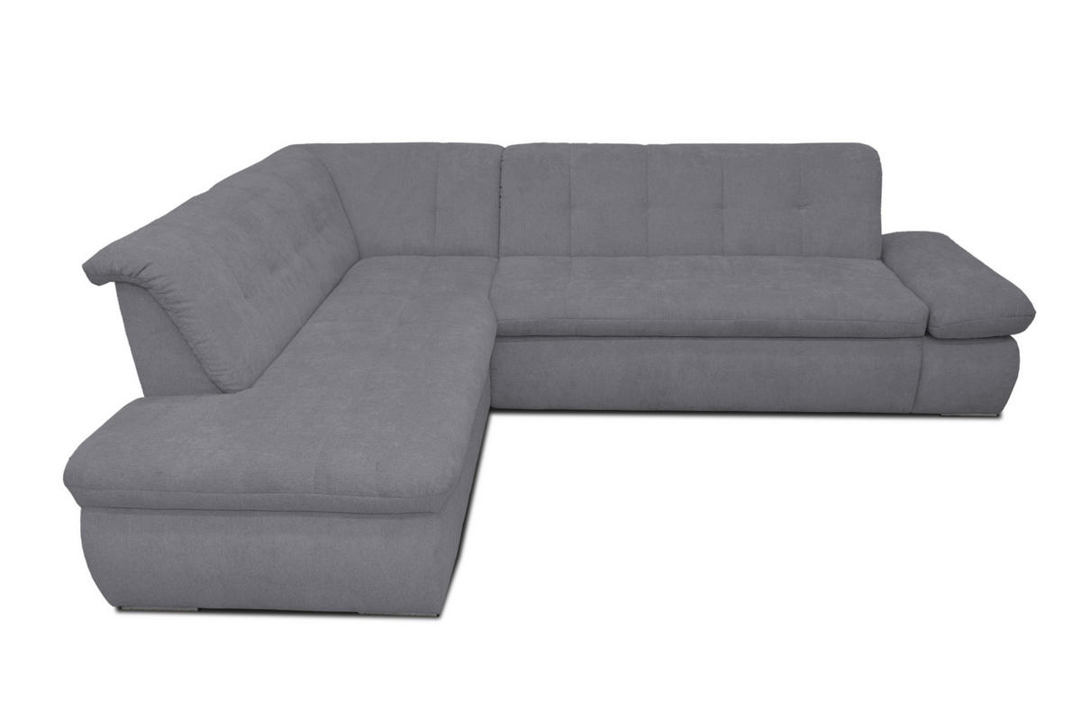 ECKSOFA in Mikrofaser Dunkelgrau  216/273 cm  - Chromfarben/Dunkelgrau, KONVENTIONELL, Textil/Metall (216/273cm) - MID.YOU