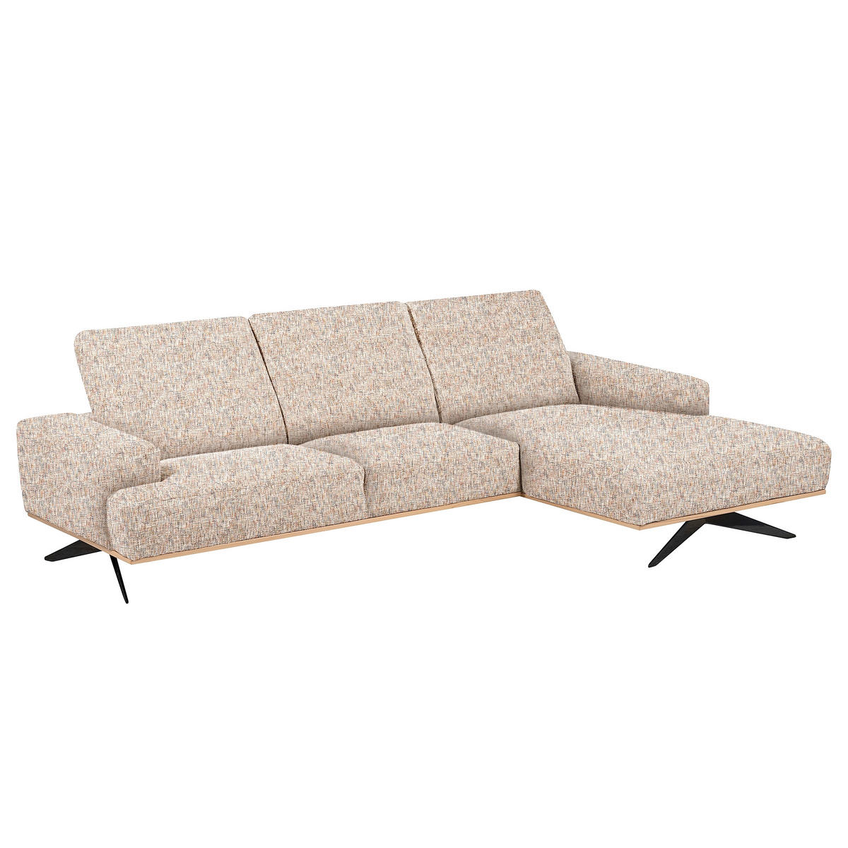 ECKSOFA PORTLAND in Struktur Blau, Gelb, Rot, Weiß Kopfteilverstellung  295/187 cm  - Blau/Gelb, Design, Holz/Textil (295/187cm) - Livetastic