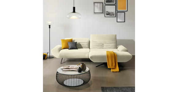ECKSOFA  in Chenille Creme  280/170-195 cm  - Creme/Schwarz, Design, Textil/Metall (280/170-195cm) - Dieter Knoll