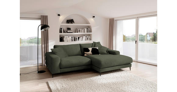 ECKSOFA  in Flachgewebe Dunkelgrün  253/177 cm  - Dunkelgrün/Schwarz, Design, Textil/Metall (253/177cm) - Dieter Knoll