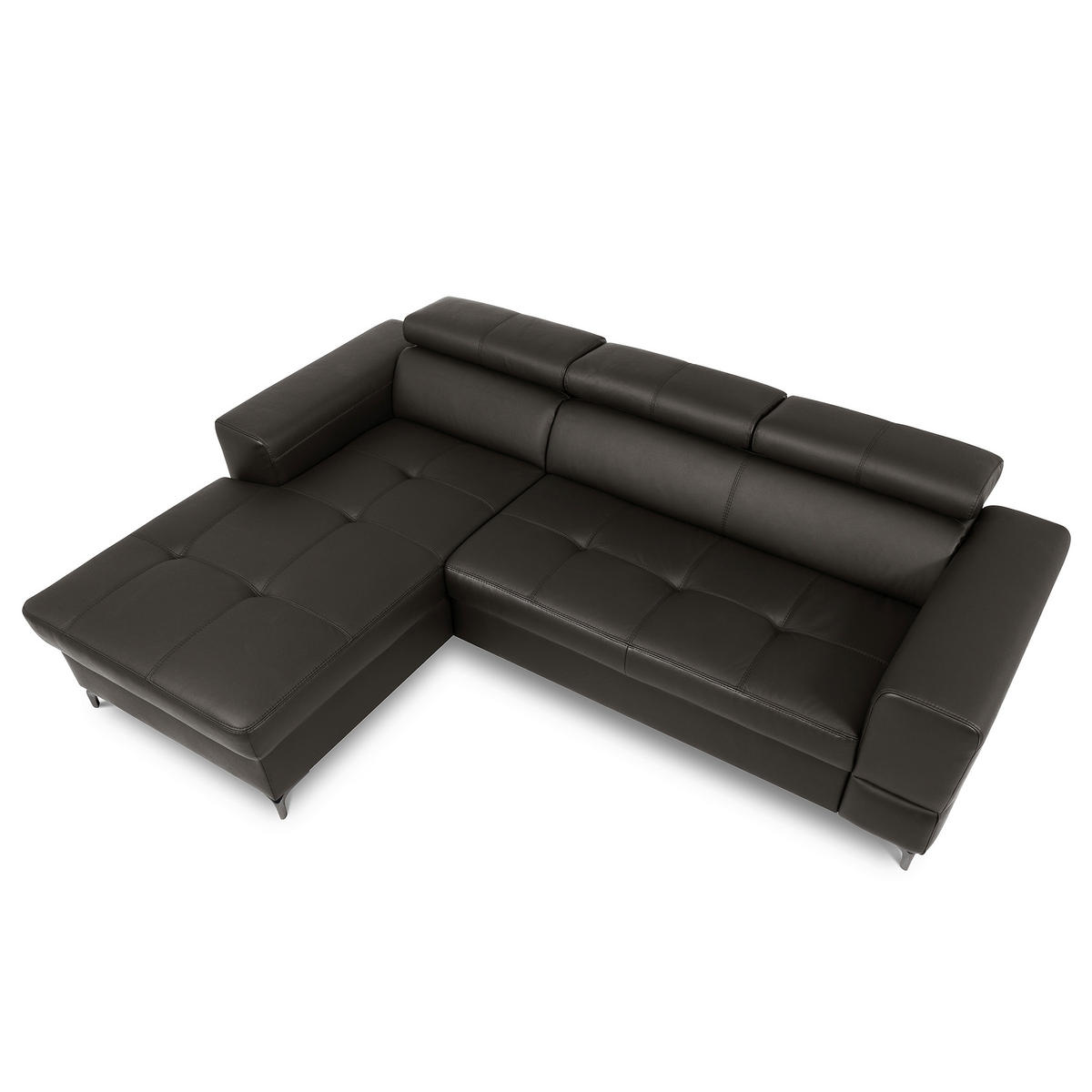 ECKSOFA  in Lederlook Echtleder Dunkelbraun  - Dunkelbraun/Schwarz, Design, Leder/Textil (173/247cm) - Livetastic