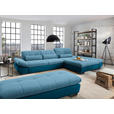 ECKSOFA in Mikrofaser Hellblau  - Schwarz/Hellblau, Design, Textil/Metall (341/204cm) - Xora