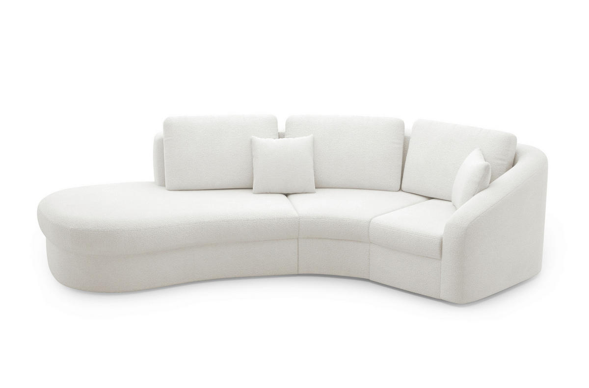 ECKSOFA in Flachgewebe Weiss  - Weiss/Schwarz, Modern, Kunststoff/Textil (230/266cm) - Sit & More