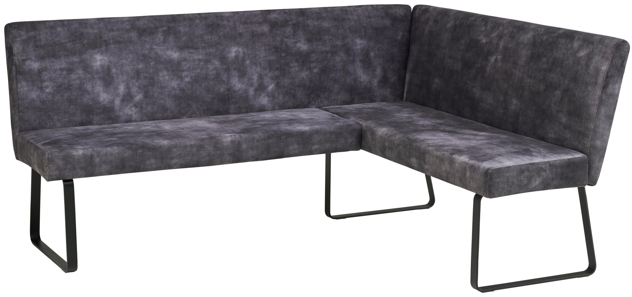 ECKBANK 155/197 cm  in Dunkelgrau  - Dunkelgrau/Schwarz, LIFESTYLE, Textil/Metall (155/197cm) - MID.YOU