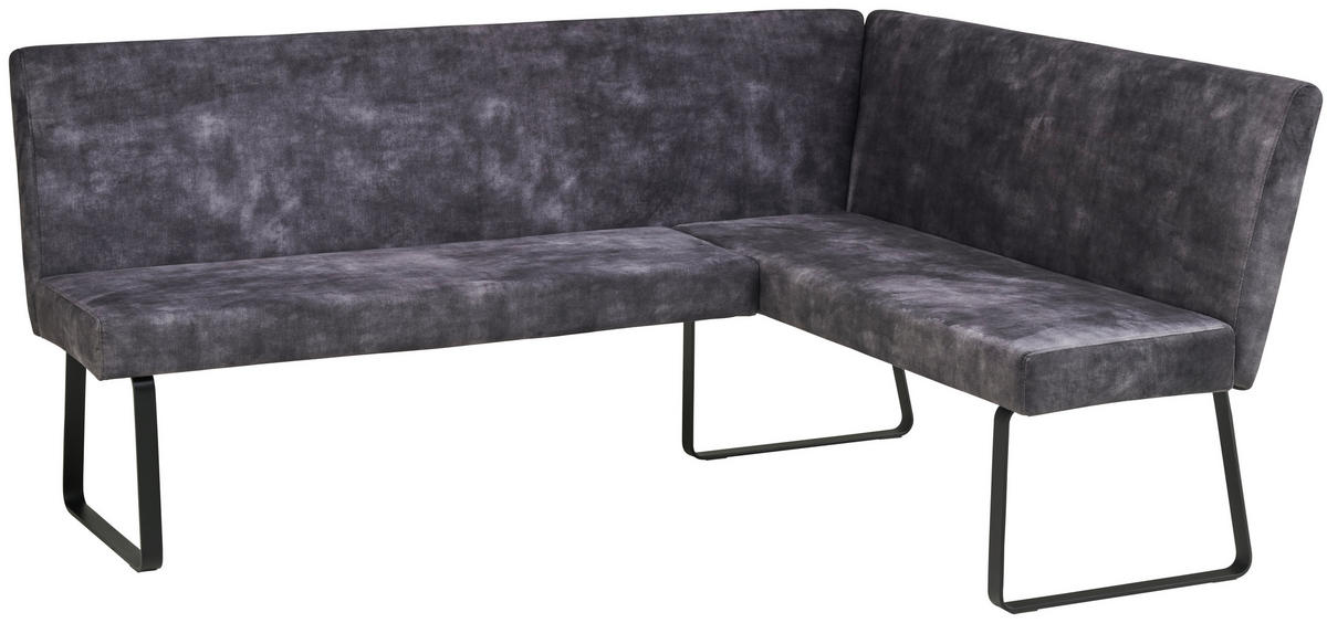 ECKBANK 155/197 cm  in Dunkelgrau  - Dunkelgrau/Schwarz, LIFESTYLE, Textil/Metall (155/197cm) - MID.YOU